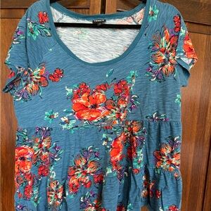 torrid teal floral babydoll top